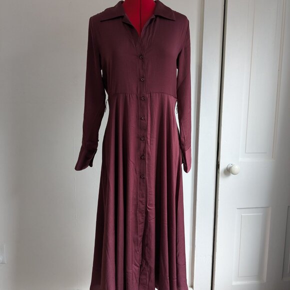 Banana Republic XS Maroon Charmeuse Dress - Picture 3 of 8